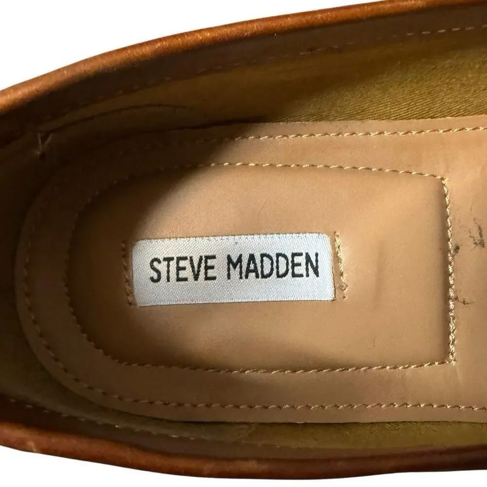 Steve Madden Dalton Penny Loafers Leather Size 10.5 Cognac Brown Old Money